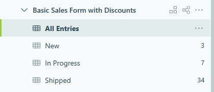 As you create new entry views, they will appear beneath the form name in the sidebar.