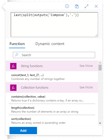 Adding a function in the Expression Editor