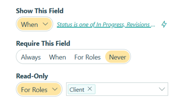 Screenshot of Show This Field Logic settings in Cognito Forms