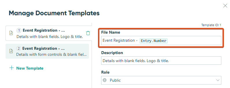 Creating generated documents from entry data