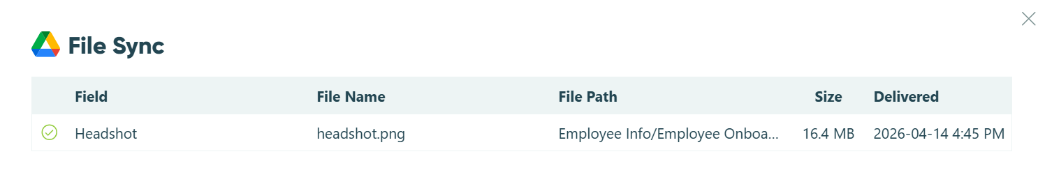 You can check the status of synced files at any time in the entry activity log.