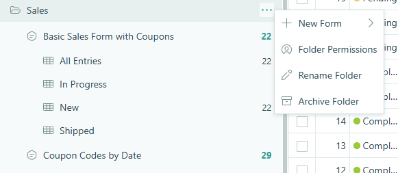 How to view all the forms within a folder.