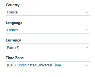 French Sans titre form with default localization settings to match country