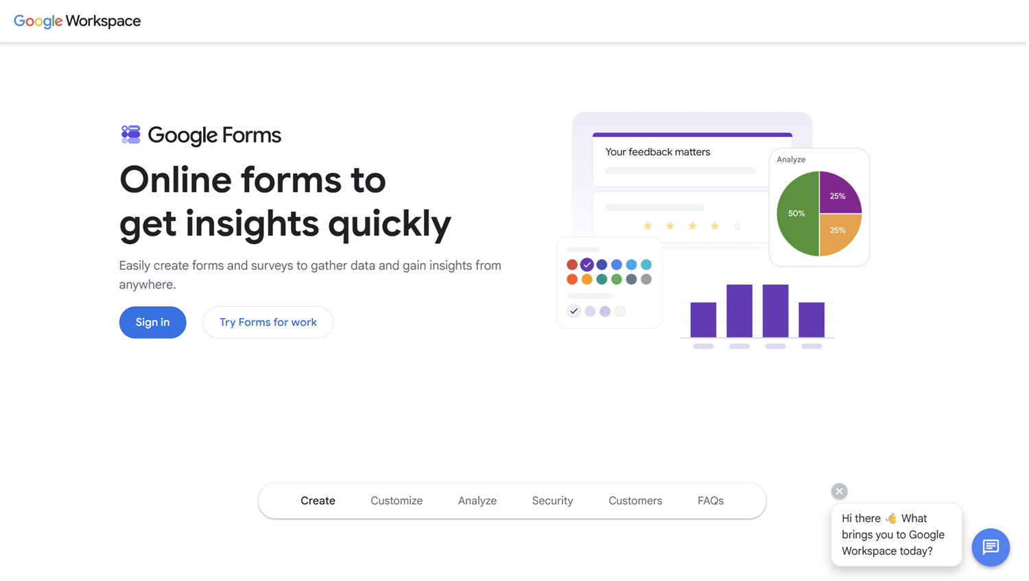 google-forms landing page screenshot