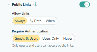 Set authentication for Public Links.