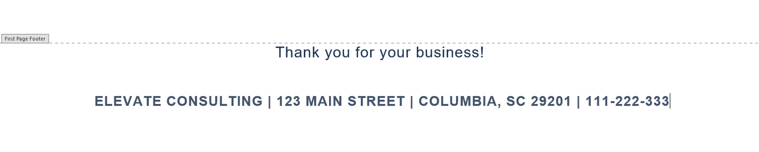 Screenshot of the footer section of a document in Microsoft Word