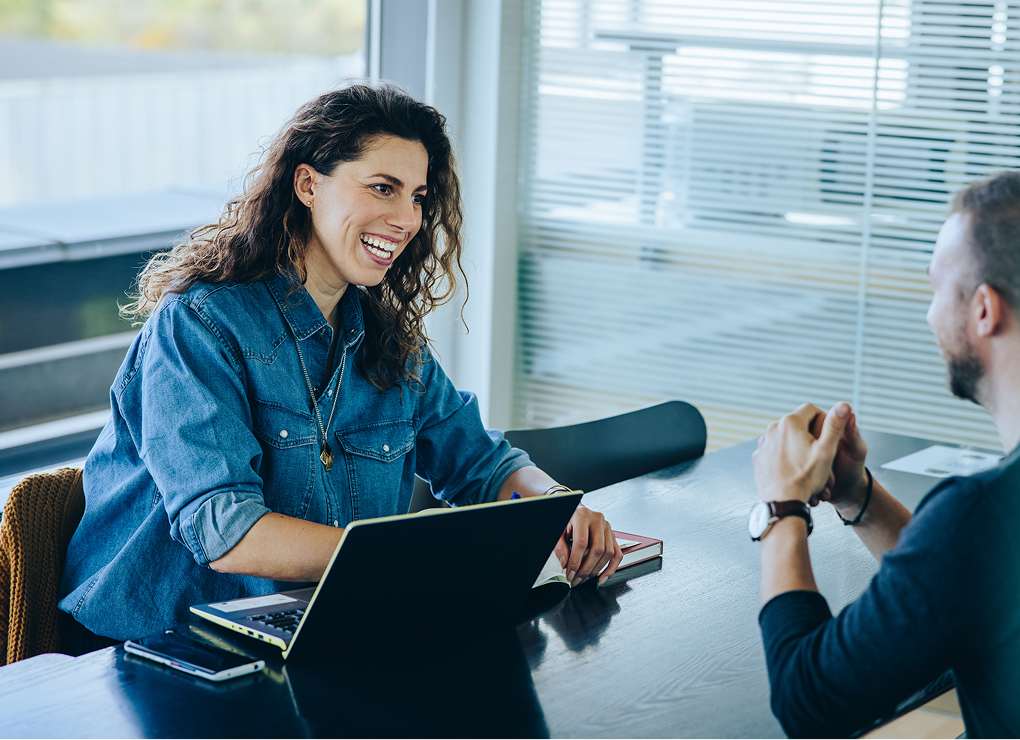 candidate meeting with two hiring managers