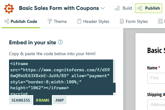 Iframe embed option.