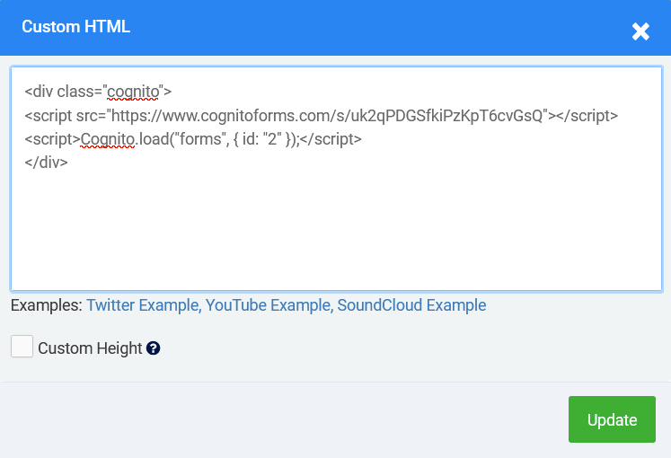 Seamless embed option
