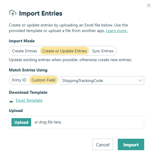 Select an Import mode.