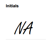 Initial field with the initials NA.