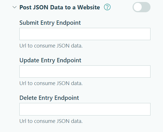 Using JSON webhooks to communicate with a third-party system to post new entries as they are submitted