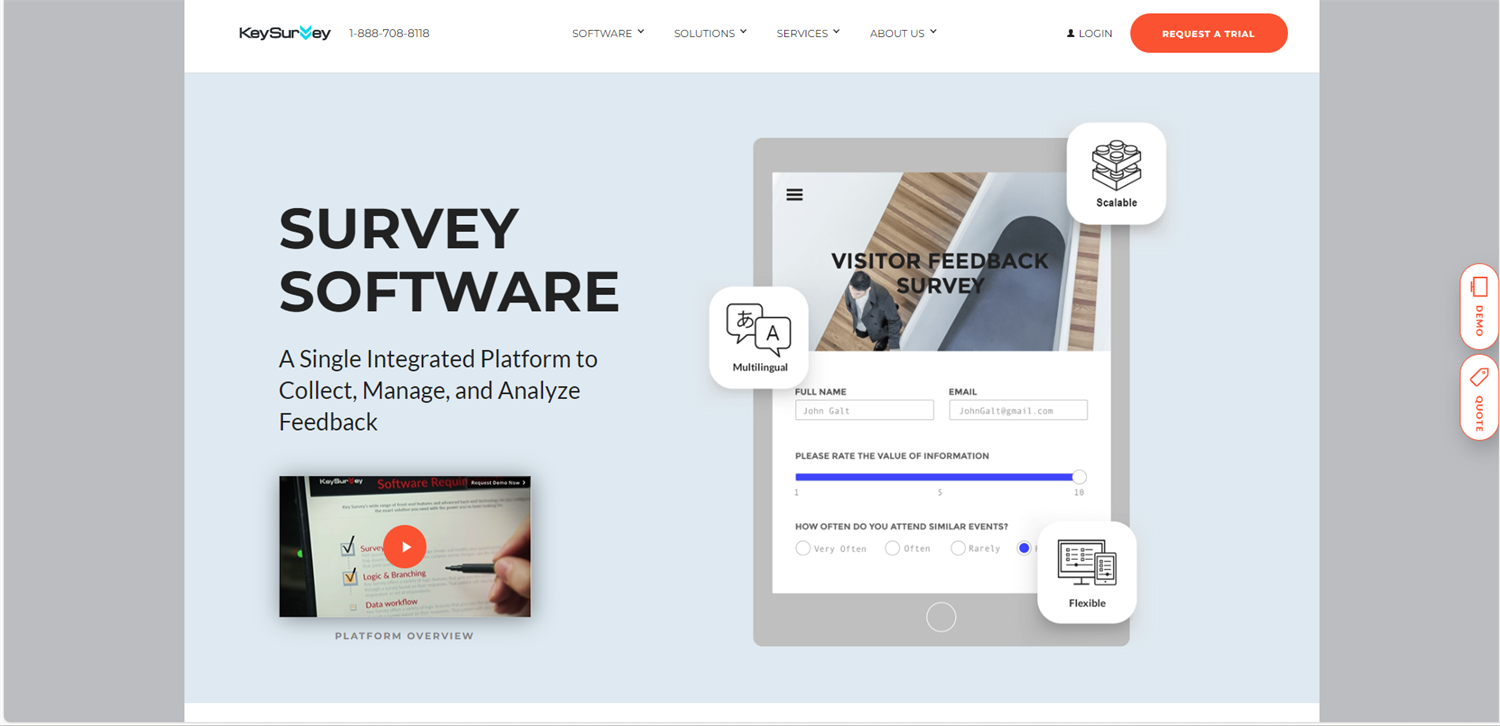 Keysurvey survey software page.