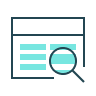 simplified line illustration of a magnifying glass over a list of entries