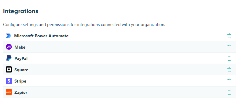 View and manage your connected payment accounts.