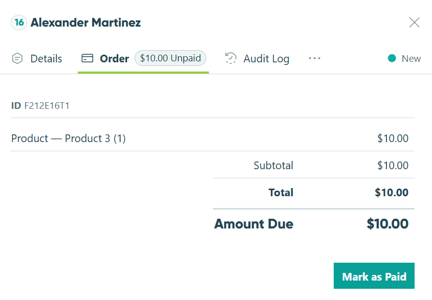 Manually mark an entry as paid.