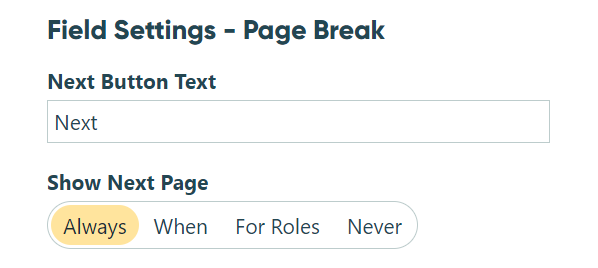How to access Page break settings.
