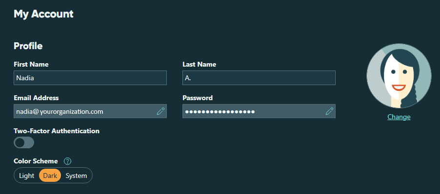 Use the Color Scheme toggle.