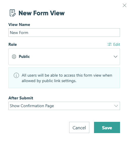 New form view on the Entries page.