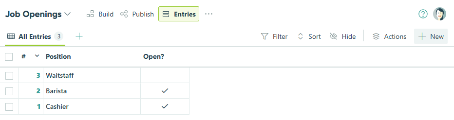 Populate the form entries with job details.