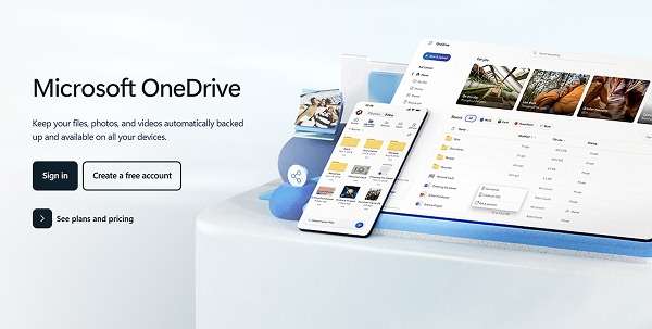 ondrive sign in and explore page screenshot