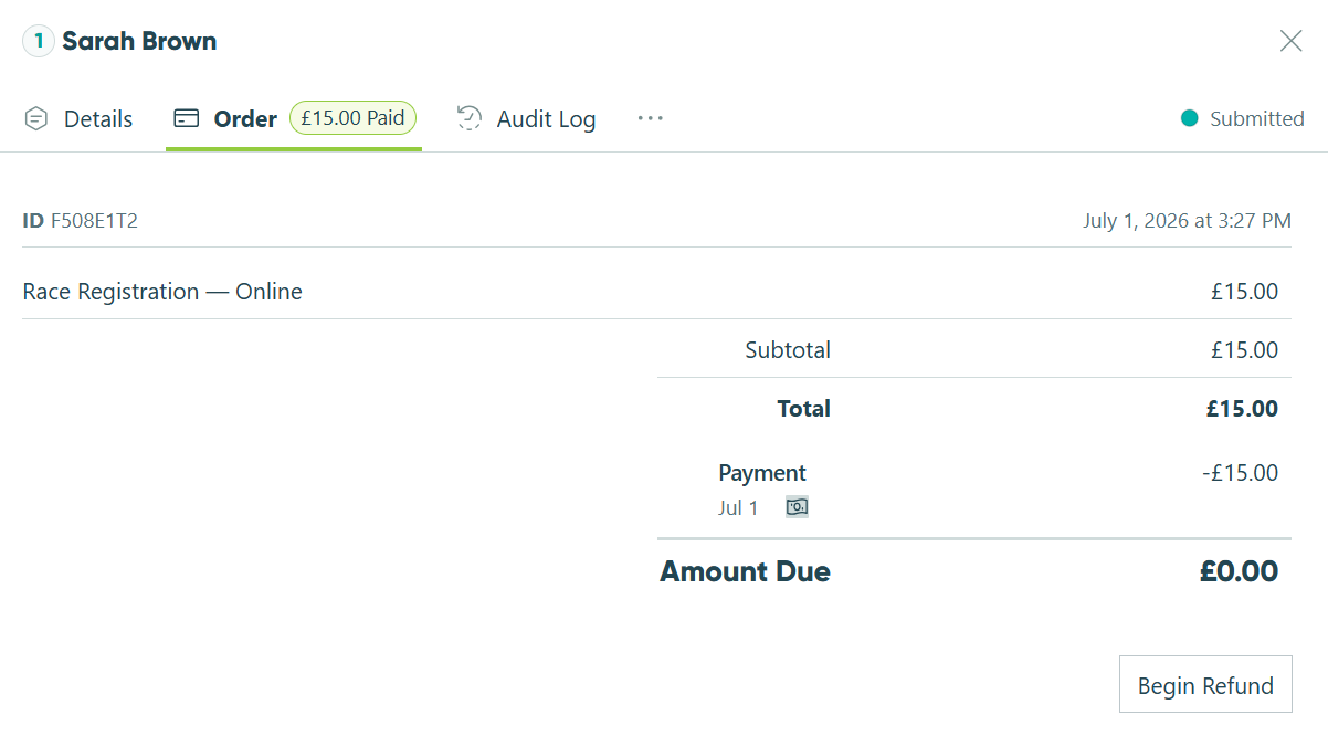 Viewing payment entry information.