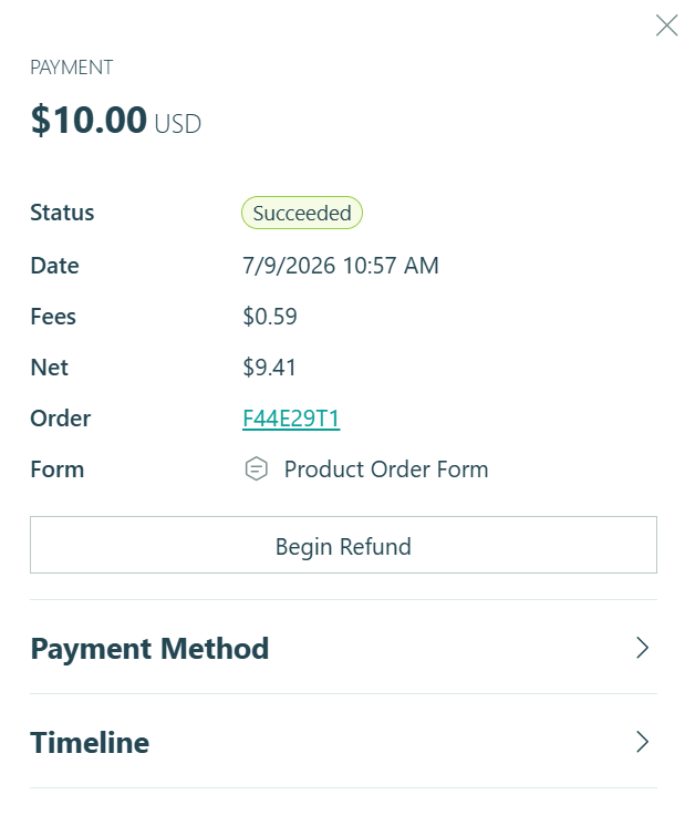 The payment details dialog.