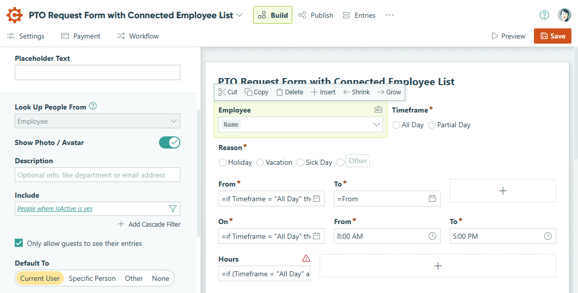 You can now use Person fields on other forms to link your guest list.