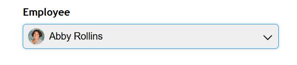 Person field showing employee name and photo.