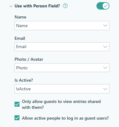 Turn on Use With Person Field in the form settings.