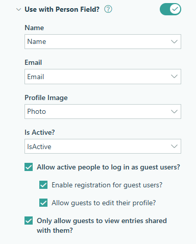 Turn on Use With Person Field in the form settings.
