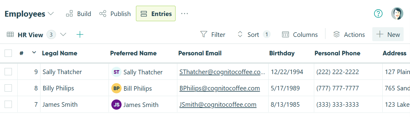 Populate the form entries for each member.