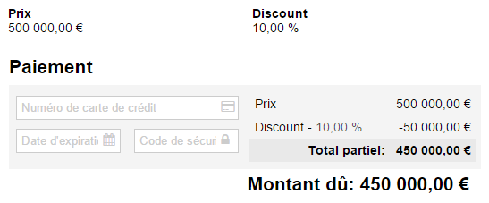 Payment form in French with currency in euros.