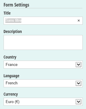 French Sans titre form with default localization settings to match country.