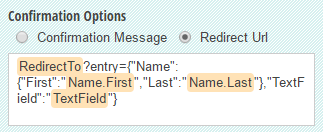 Insert field tokens into the form confirmation message.