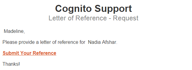 Email request to submit reference letter.
