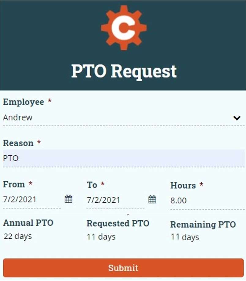 PTO request form.