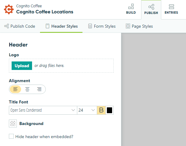 Style Editor on the Publish page.