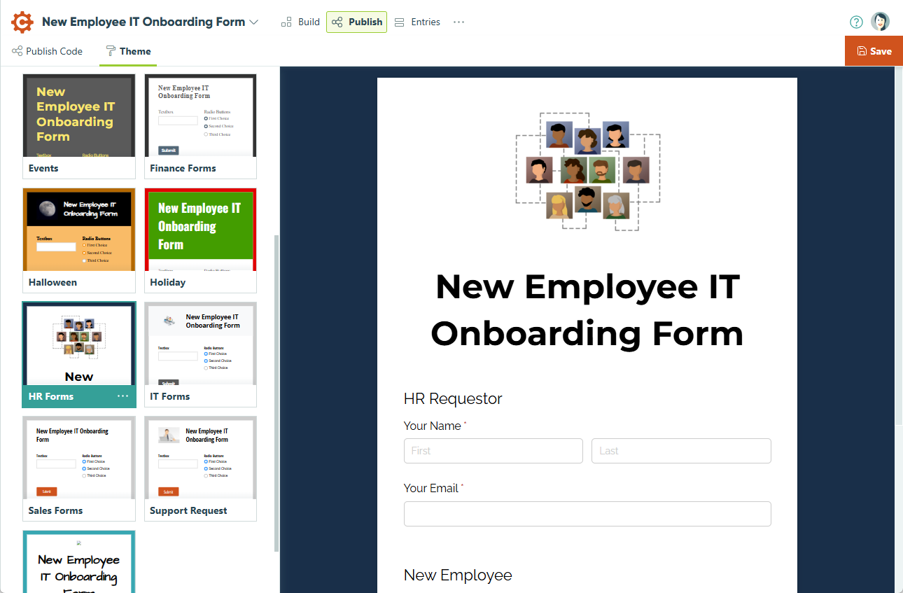How to style and publish a form.