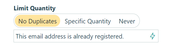 Limiting quantity options.