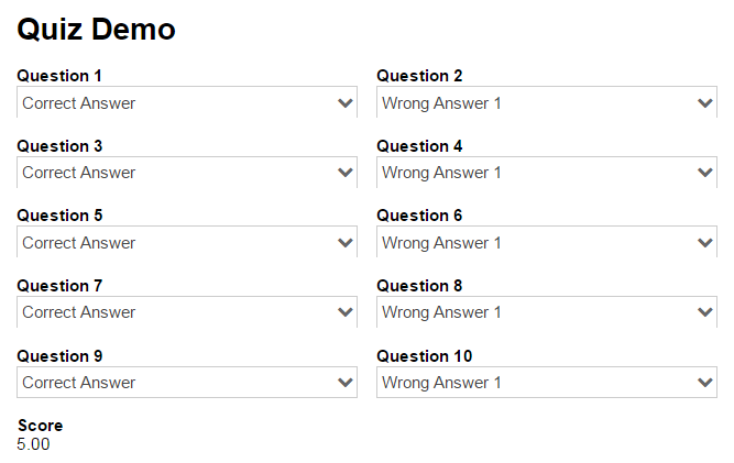 Quiz template that ads up scores.