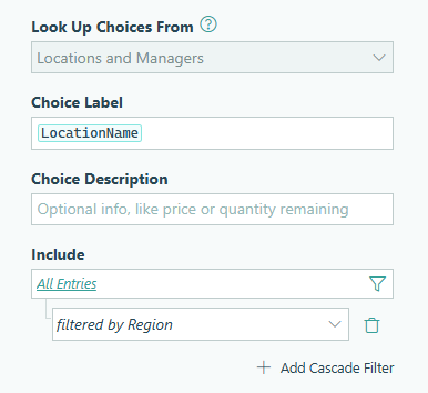 Add a cascade filter in the Lookup field settings to filter locations by region.