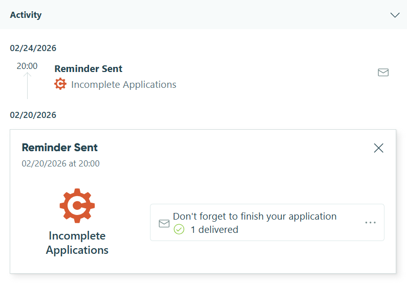 Screenshot of what a reminder email looks like in the Entry Audit Log in Cognito Forms