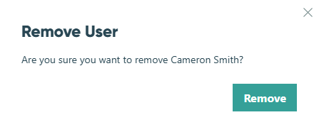 Confirm delete to remove user from an organization.
