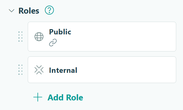 Screenshot of Workflow Roles in Cognito Forms, showing a Public Role and Internal Role