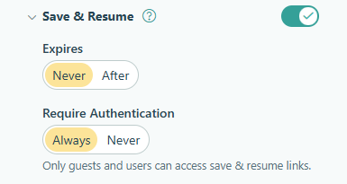 Guest Authentication for Save & Resume links