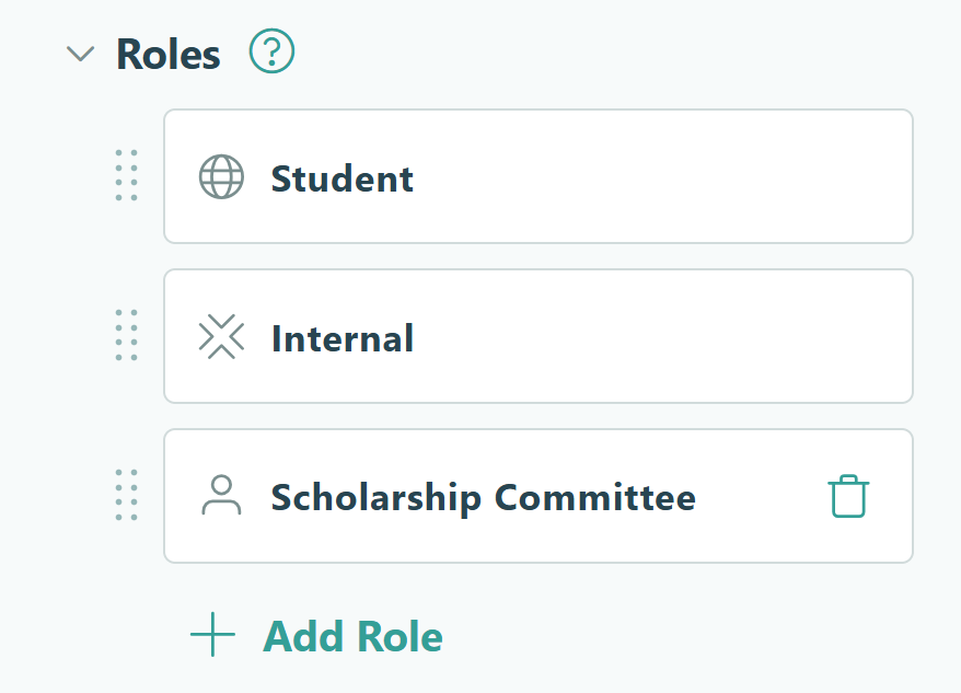 Screenshot of the settings UI for workflow roles in Cognito Forms