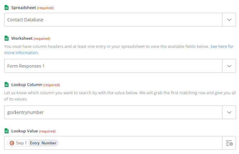 Search for spreadsheet row.