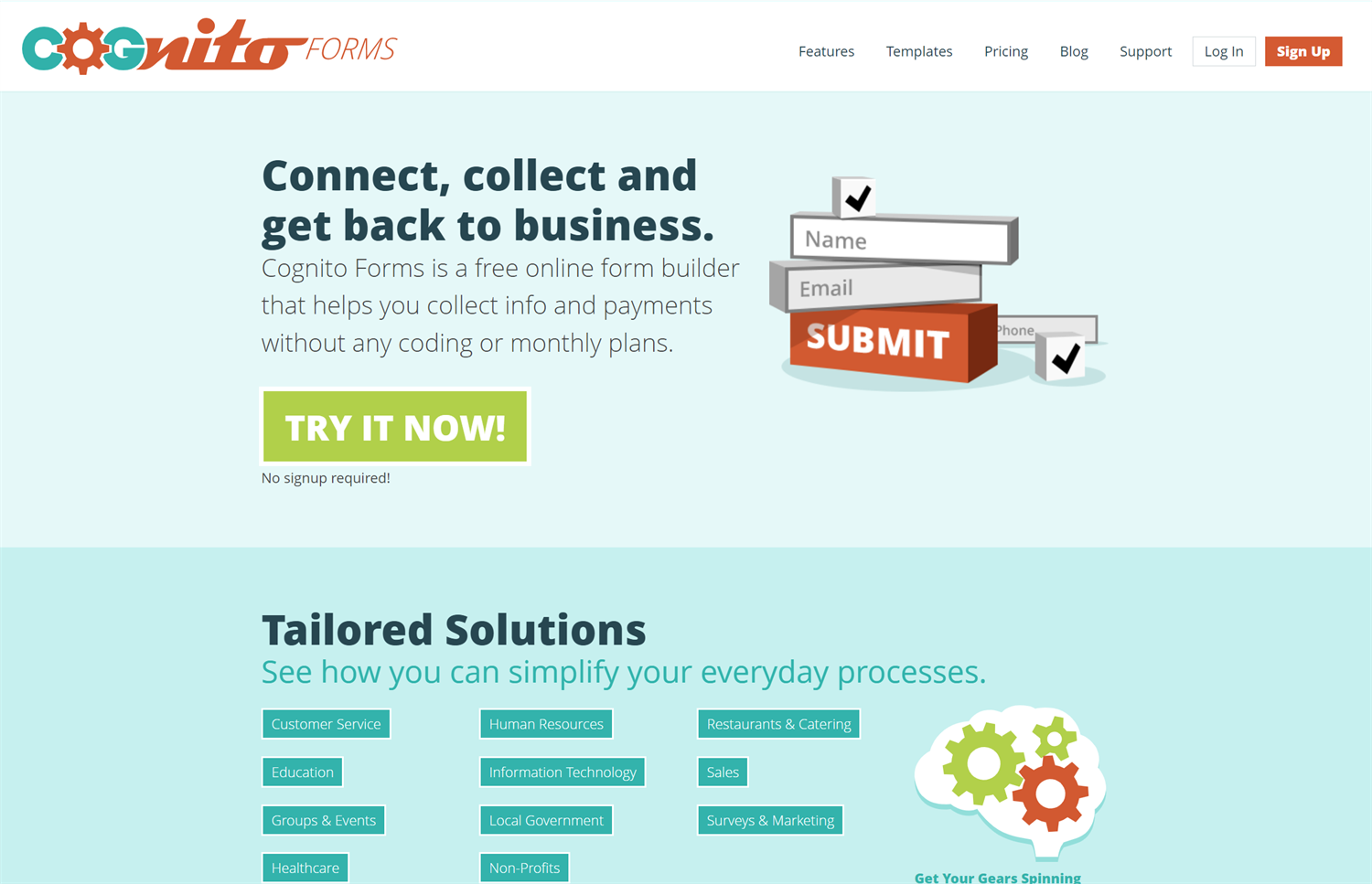 First redesign of the Cognito Forms homepage