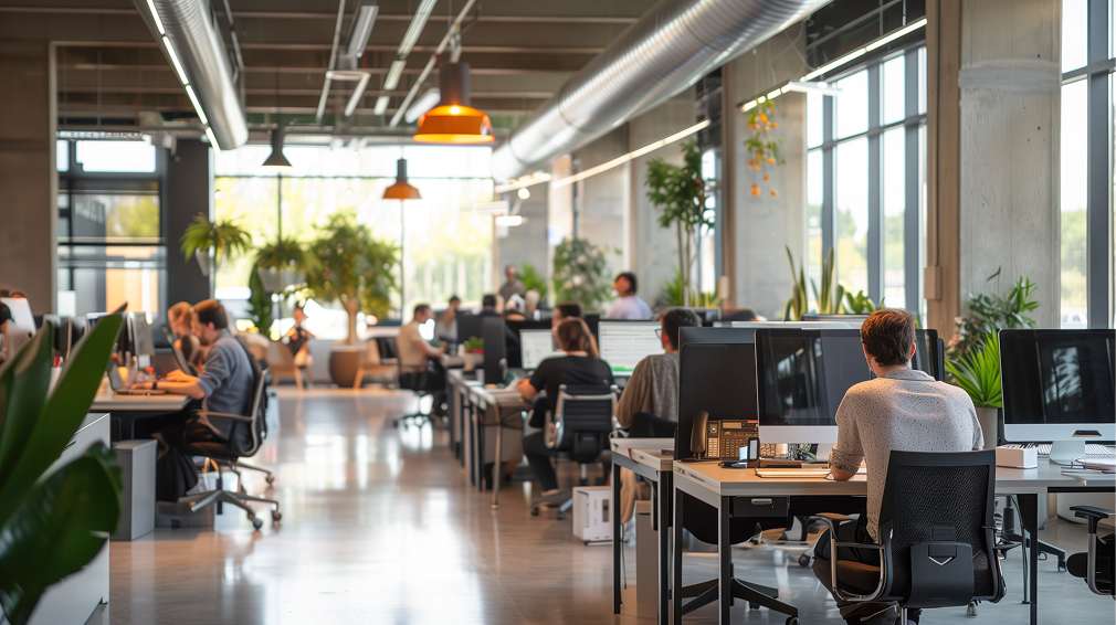 office workers working on their computers at desks
